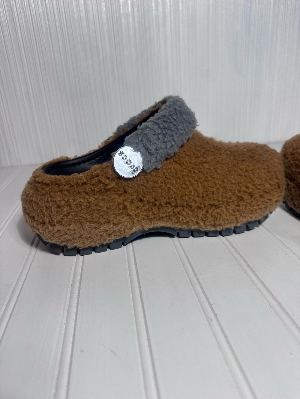 Crocs x Lil Nas X platform Mega Crush clogs brown Sherpa women’s 8 - Picture 7 of 10